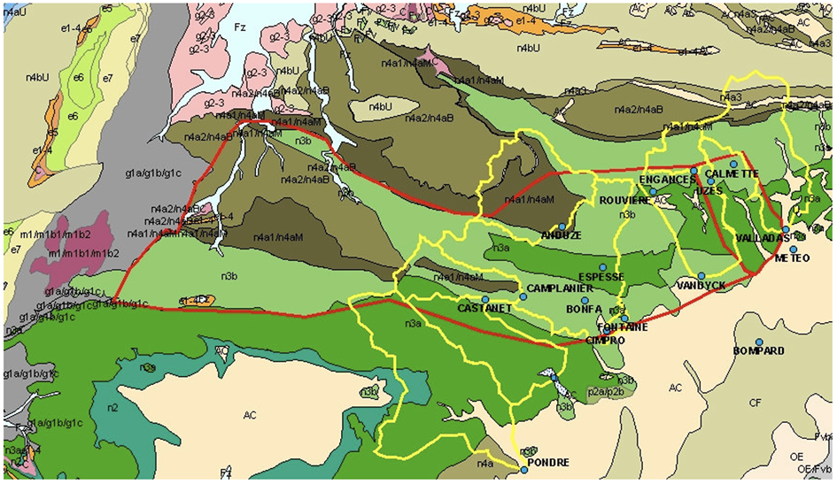 Carte schématique représentant le bassin d’alimentation 
